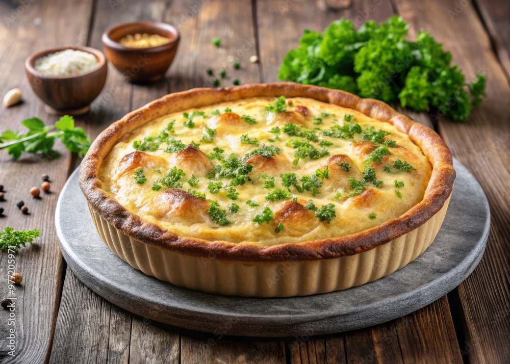 Freshly baked Janssons Frestelse, warm and inviting, with a delicate sprinkle of parsley Freshly baked Janssons Frestelse, warm and inviting, with a delicate sprinkle of parsley