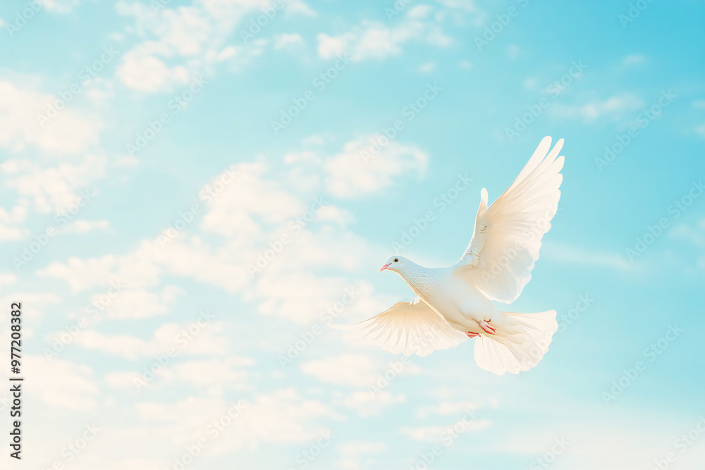 sky background with white dove, space for text sky background with white dove, space for text