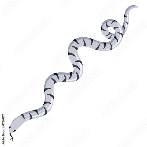 White exotic tropical snake. Cartoon flat illustration