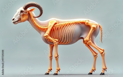 X-ray anatomical illustration of a lion skeleton photo