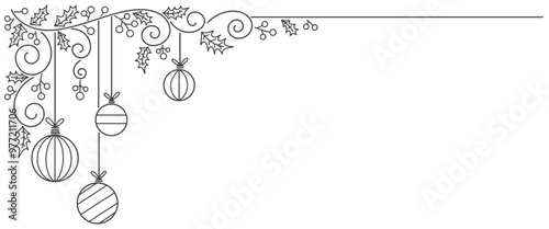 christmas vector , christmas ball line art style illustration