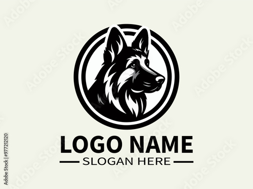 German Shepherd Logo Design: A strong and loyal logo featuring a majestic German Shepherd, perfect for businesses related to security, training, or pet services photo