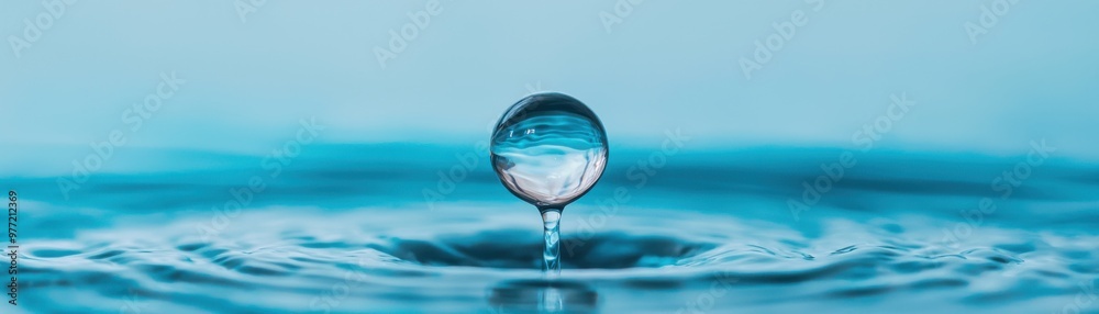 water droplet creating ripples in a tranquil blue pool, symbolizing freshness and clarity in nature. water droplet creating ripples in a tranquil blue pool, symbolizing freshness and clarity in nature.
