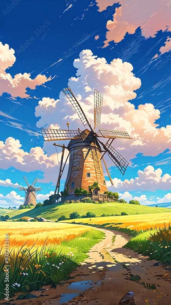 windmill in the countryside windmill in the countryside