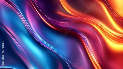 Colorful Chrome Waves Background Abstract Shiny Metallic Design. Abstract colorful metallic background with shiny waves. Colorful chrome waves background.