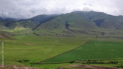 Stunning view of green mountains. Kyrgyzstan. Green hill. Georgievskoe gorge kyrgyzstan