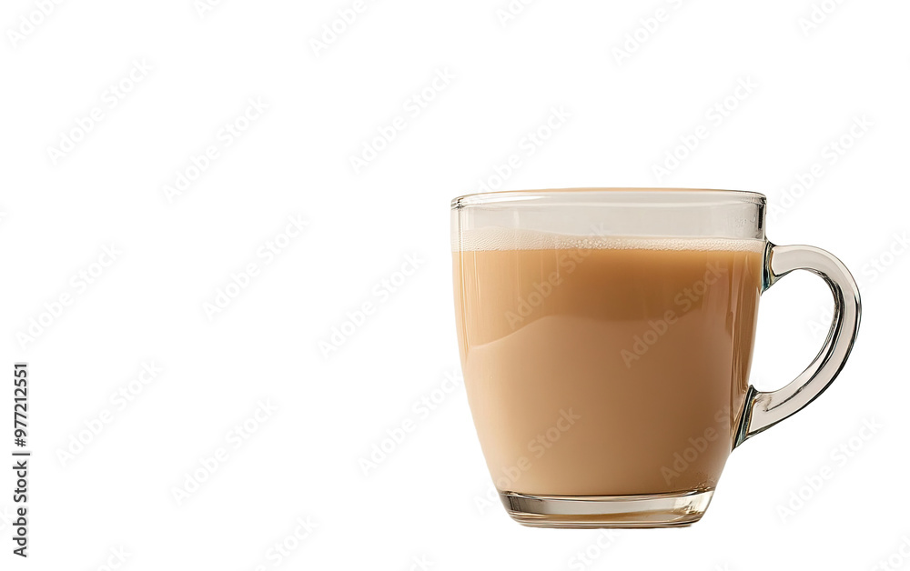 Glass cup of milk tea on white background,png Glass cup of milk tea on white background,png