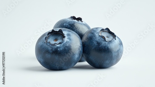 Close-up of Three Blueberries photo