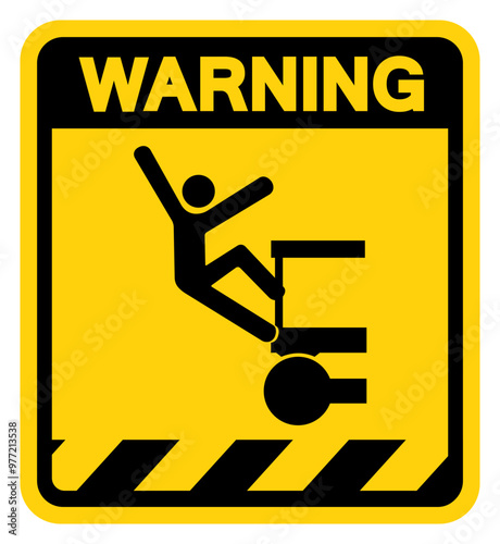 Falling Of Crush Hazard Warning Sign, Vector Illustration, Isolate On White Background Label. EPS10