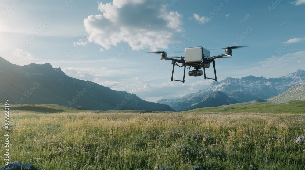 A futuristic drone delivering a ballot to a remote location A futuristic drone delivering a ballot to a remote location