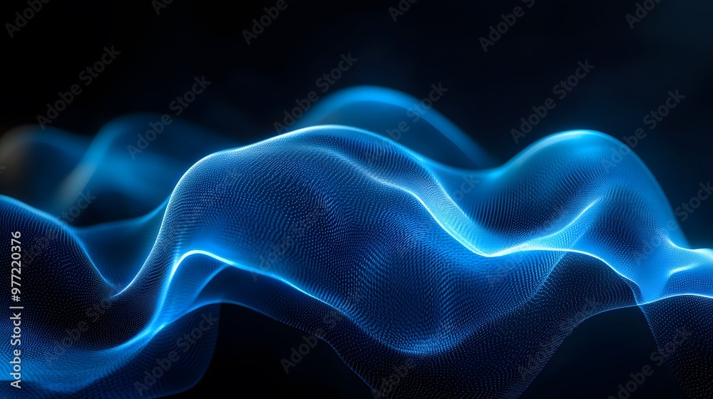 An ethereal blue energy wave glows against a black background, featuring dynamic flow and smooth curves, creating a vibrant sci-fi aesthetic with abstract digital art. An ethereal blue energy wave glows against a black background, featuring dynamic flow and smooth curves, creating a vibrant sci-fi aesthetic with abstract digital art.
