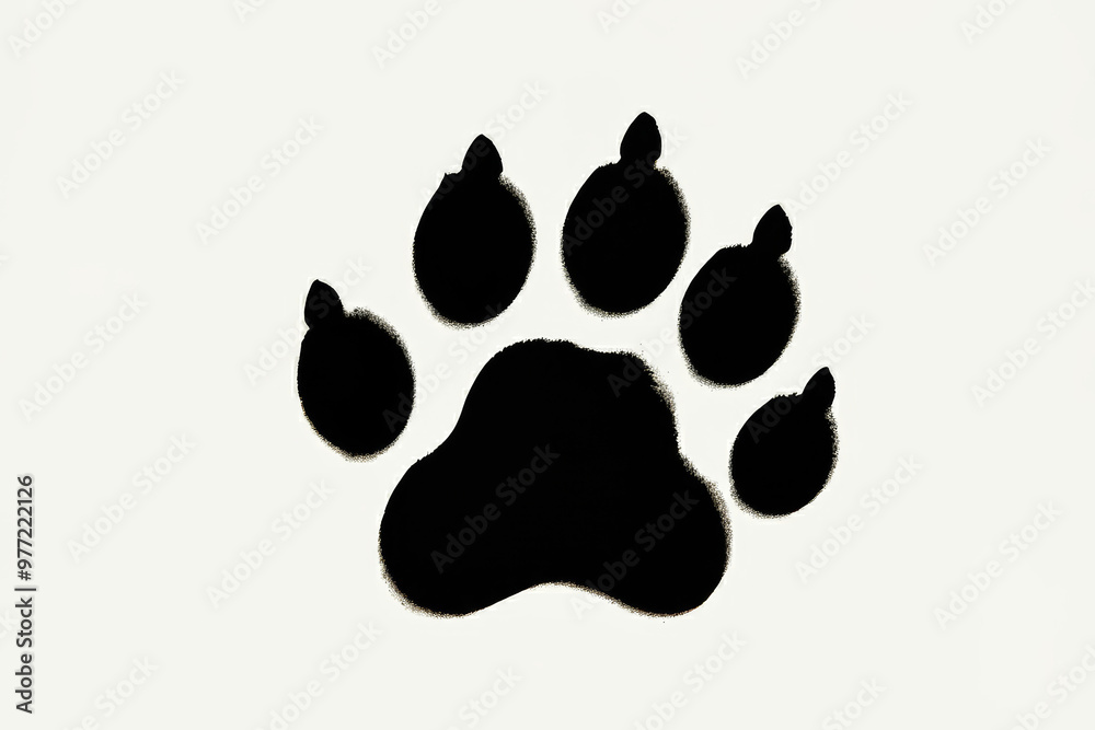 black traces of cat paw isolated on white background black traces of cat paw isolated on white background