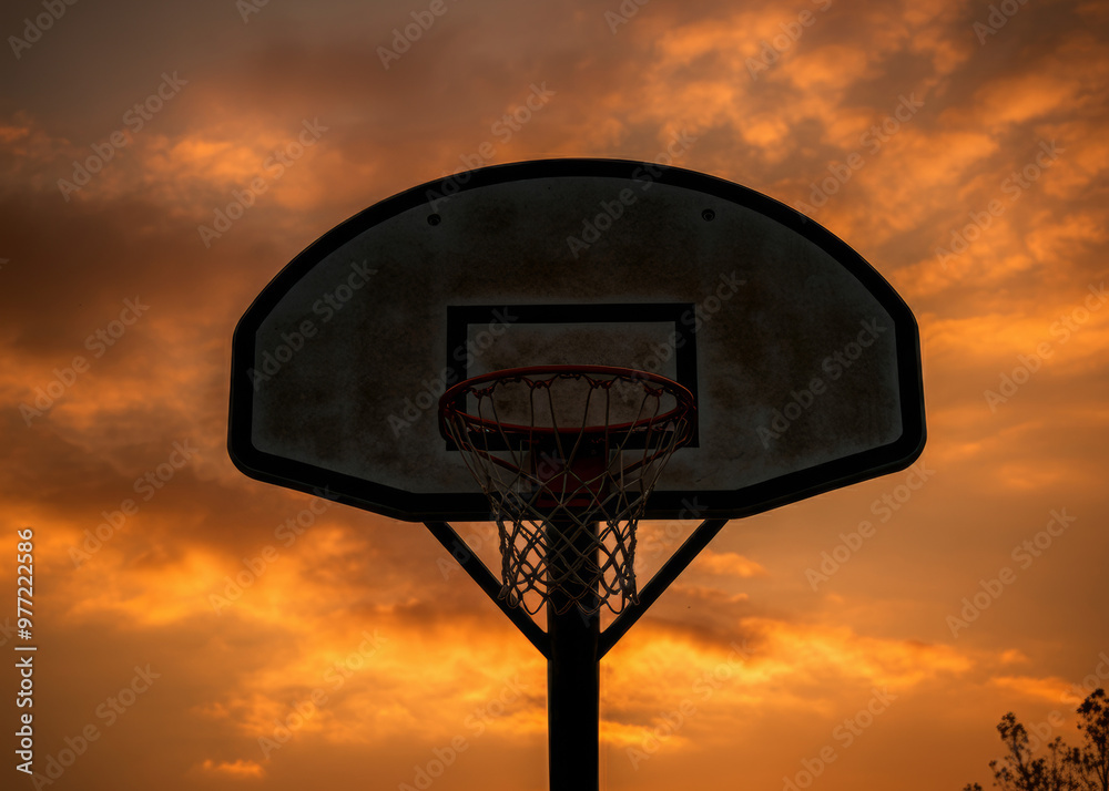 Silhouette of Basketball hoop at evening Silhouette of Basketball hoop at evening