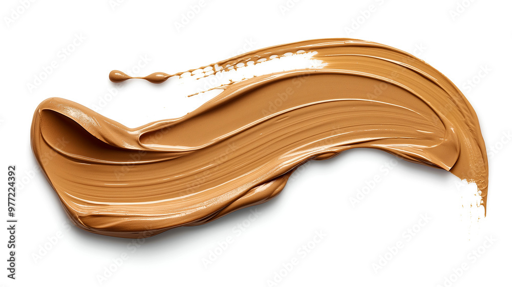 Smooth smear of beige skin tone cream on white background with texture. Generative AI