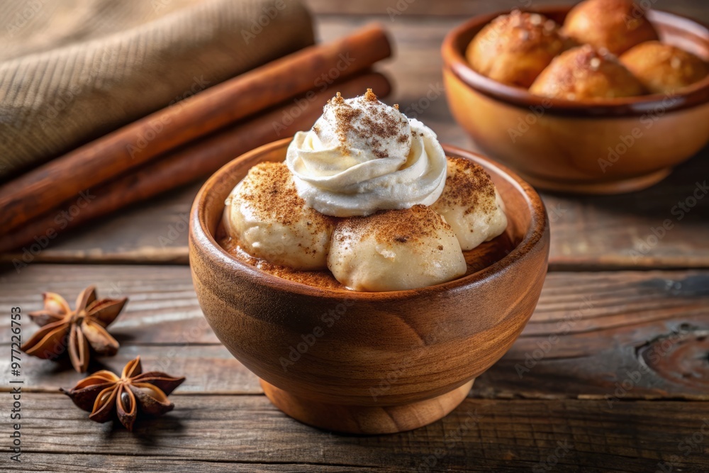Kokonte dough, fermented to perfection, served with a dollop of whipped cream and a sprinkle of cinnamon Kokonte dough, fermented to perfection, served with a dollop of whipped cream and a sprinkle of cinnamon