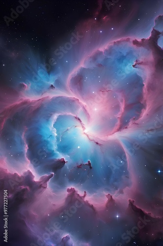 Vibrant Nebula and Twinkling Stars in a Cosmic Light Spectacle