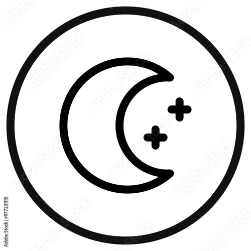 Editable crescent moon and stars vector icon. Part of a big icon set family. Perfect for web and app interfaces, presentations, infographics, etc