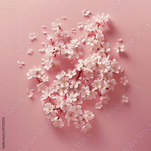 A Group Of White Flowers On A Pink Background, a high resolution AI illustration