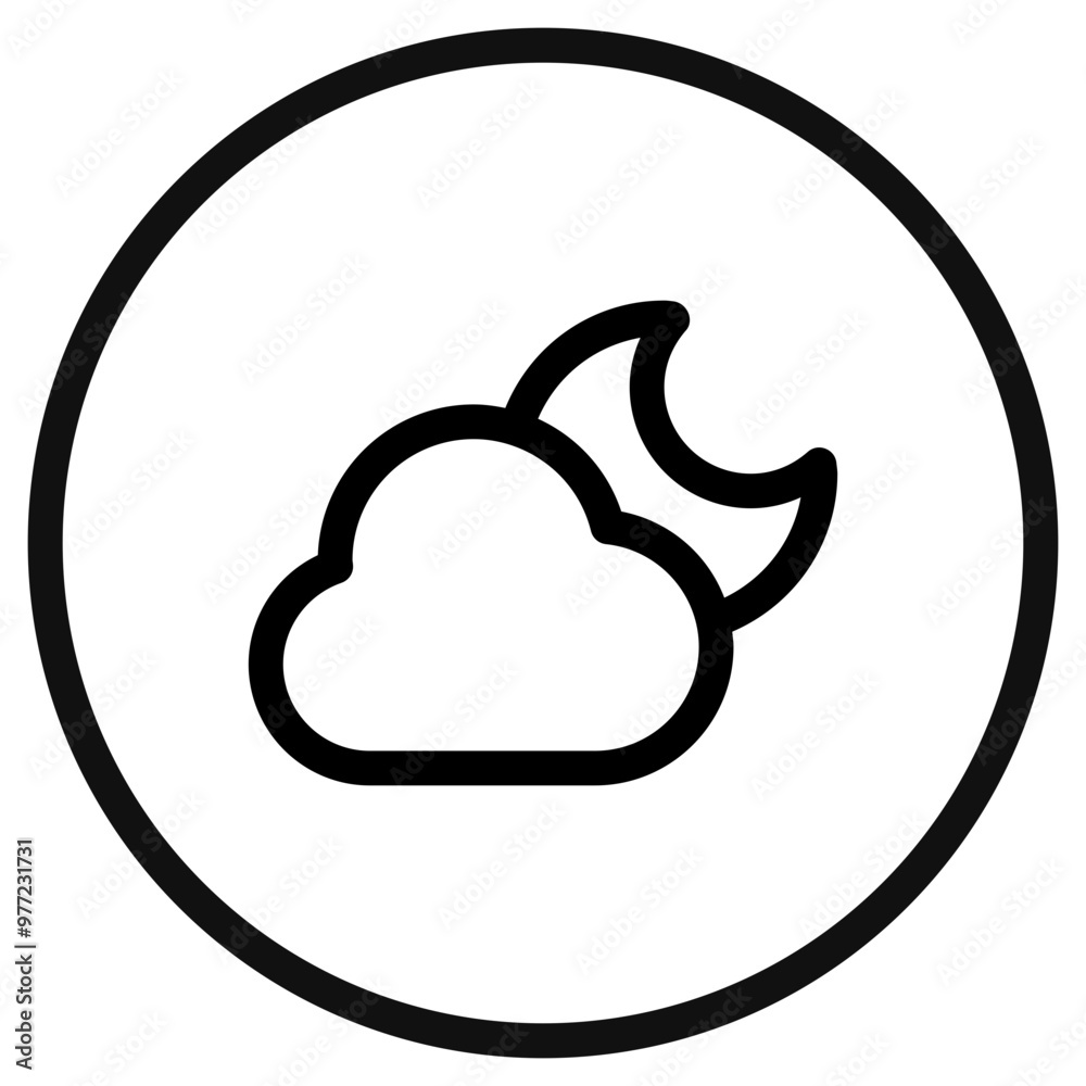 Editable night sky, moon and cloud vector icon. Part of a big icon set family. Perfect for web and app interfaces, presentations, infographics, etc Editable night sky, moon and cloud vector icon. Part of a big icon set family. Perfect for web and app interfaces, presentations, infographics, etc