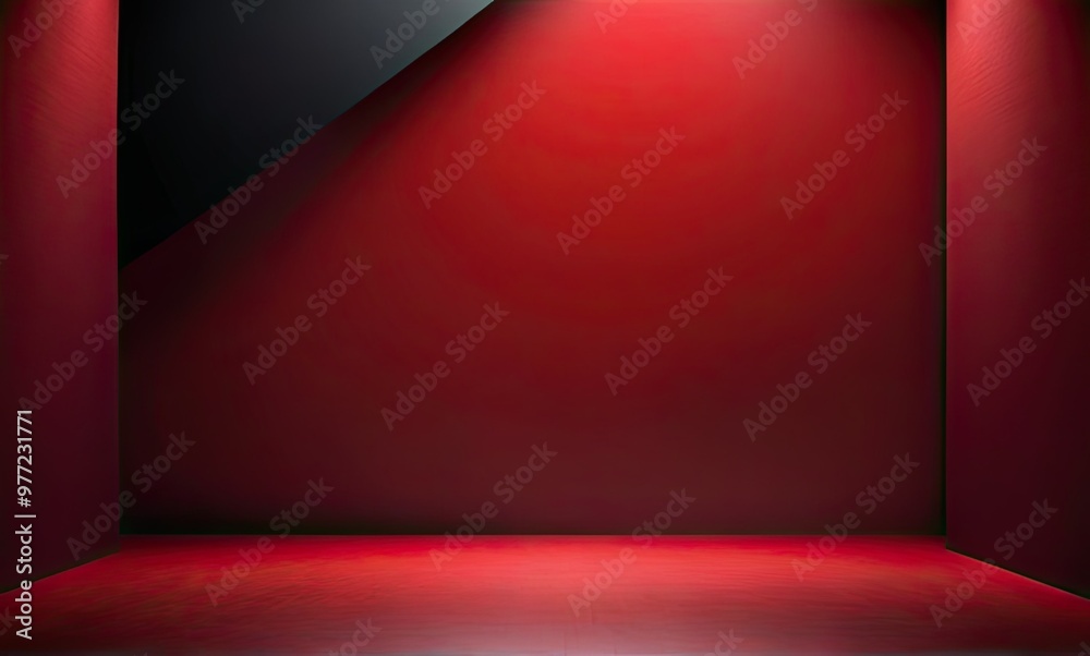 Obraz premium dimly lit red stage with a bold shadow cast on the upper-left corner