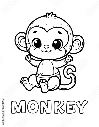Monkey Baby Animal Cartoon Coloring book with name