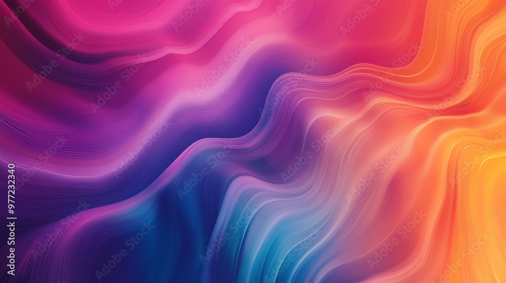 Vibrant abstract background with flowing waves in rich colors of purple, blue, and orange, perfect for creative projects. Vibrant abstract background with flowing waves in rich colors of purple, blue, and orange, perfect for creative projects.