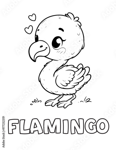 Flamingo Baby Animal Cartoon Coloring book with name