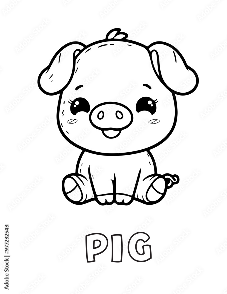 Pig Baby Animal Cartoon Coloring book with name Pig Baby Animal Cartoon Coloring book with name