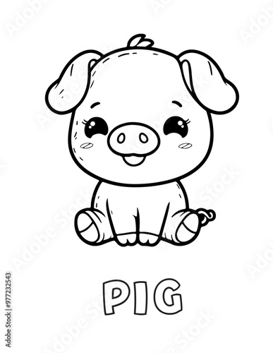 Pig Baby Animal Cartoon Coloring book with name