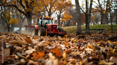 Wallpaper Mural Plowing with a specific haircut stack full of lush leaves brown ground Torontodigital.ca
