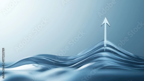 Flowing river with an arrow, symbolizing business growth and new beginnings photo