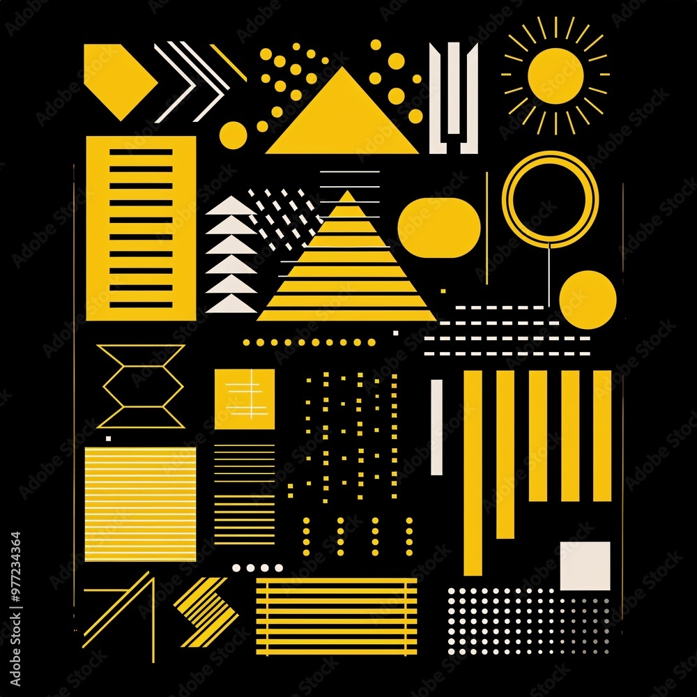 A Yellow And White Geometric Shapes, a high resolution AI illustration A Yellow And White Geometric Shapes, a high resolution AI illustration
