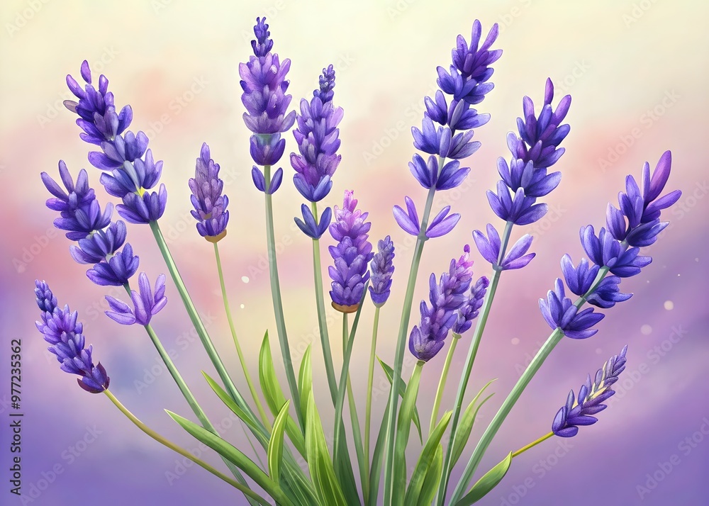 Naklejka premium Lavender Flowers Blooming Vibrant Purple Garden Nature Serenity