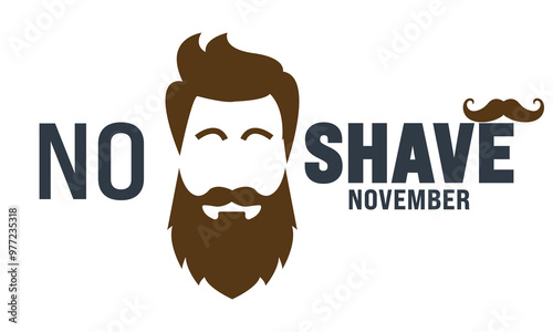 Prostate Cancer Awareness Month. No shave november.
Holiday concept. suitable for placard, background,Greeting Card, Poster design template with text inscription, standard Social Media Post.