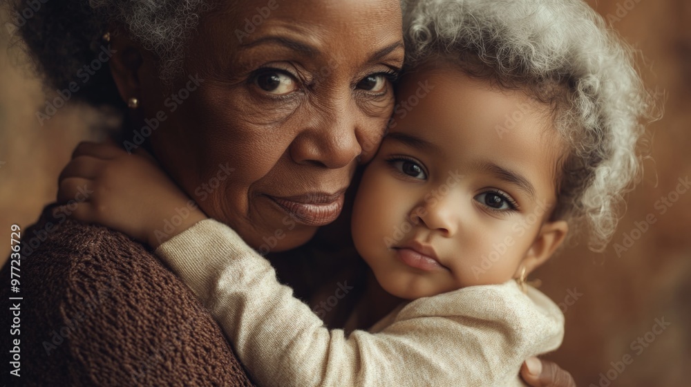 Tender Moment: Elderly Woman and Toddler Tender Moment: Elderly Woman and Toddler