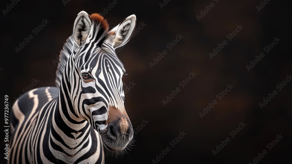 Fototapeta premium Close-up portrait of zebra with pearl earring.
