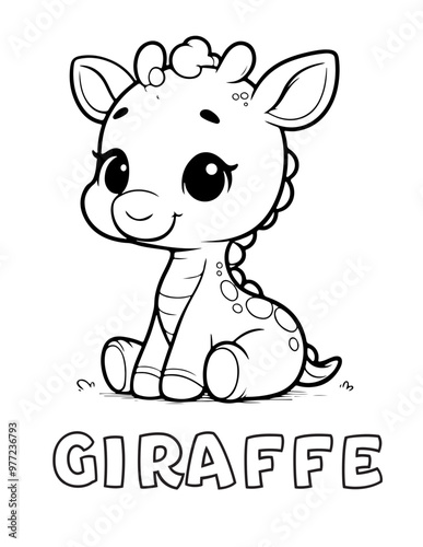 Giraffe Baby Animal Cartoon Coloring book with name