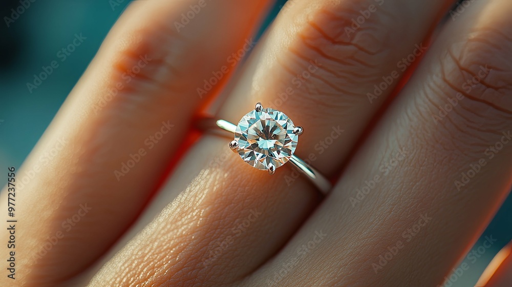 A Close-Up of a Diamond Engagement Ring on a Finger A Close-Up of a Diamond Engagement Ring on a Finger