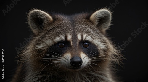 Raccoon over a black background