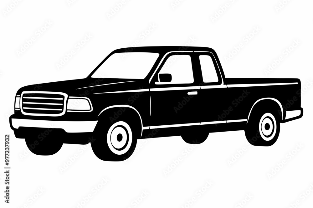 Pickup silhouette, pickup graphic vector, pickup truck black icon isolated on white background
Pickup silhouette, pickup graphic vector, pickup truck black icon isolated on white background