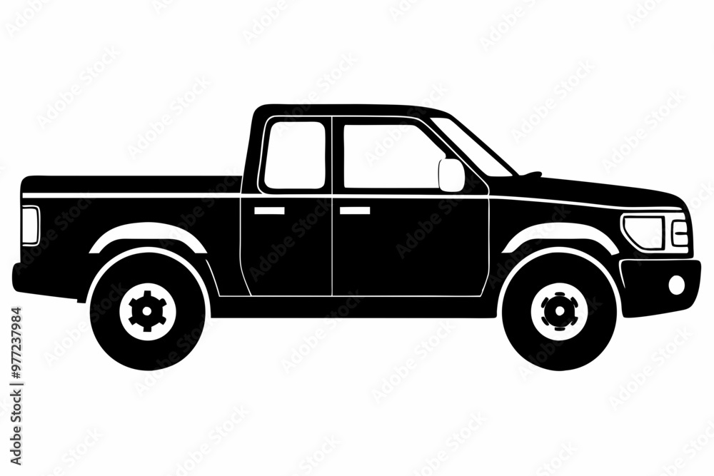 Pickup silhouette, pickup graphic vector, pickup truck black icon isolated on white background
Pickup silhouette, pickup graphic vector, pickup truck black icon isolated on white background