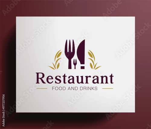 Restaurant Logo, menu with a picture of a restaurant and drinks, use any more.