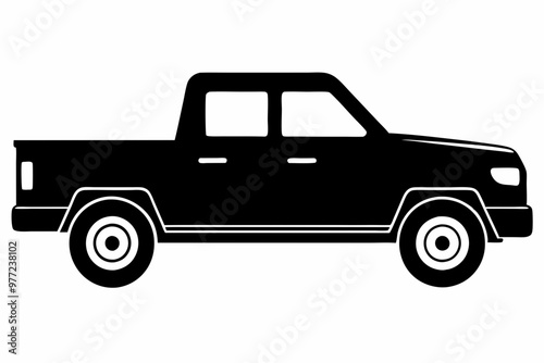 
Pickup silhouette, pickup graphic vector, pickup truck black icon isolated on white background