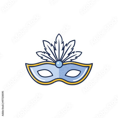 Venetian mask with feathers vector icon art design