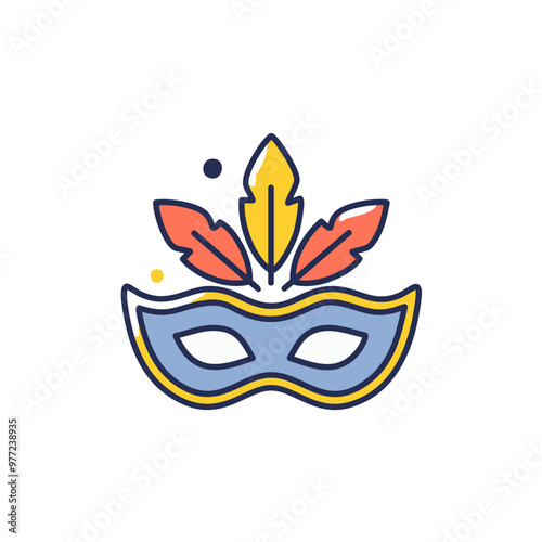 Venetian mask with feathers vector icon art design