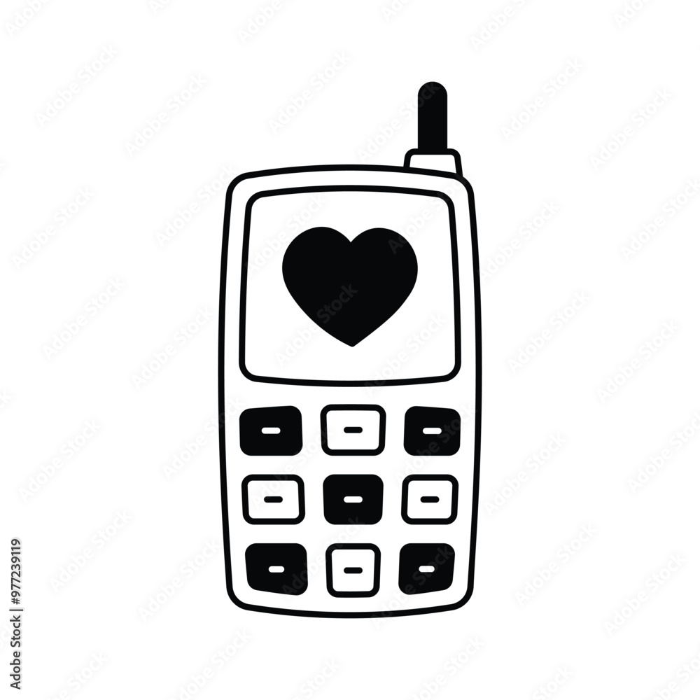 A mobile phone representing a call filled with love and affection A mobile phone representing a call filled with love and affection
