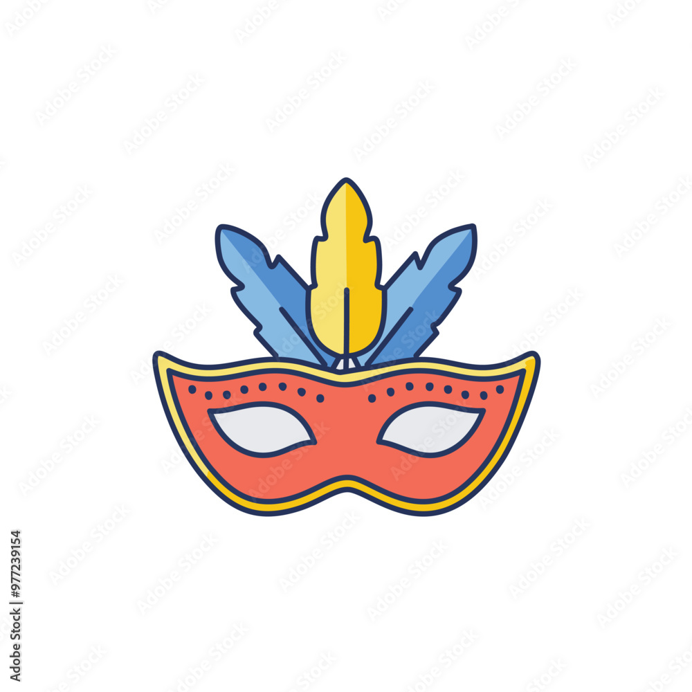 Venetian mask with feathers vector icon art design Venetian mask with feathers vector icon art design