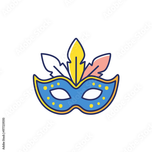 Venetian mask with feathers vector icon art design