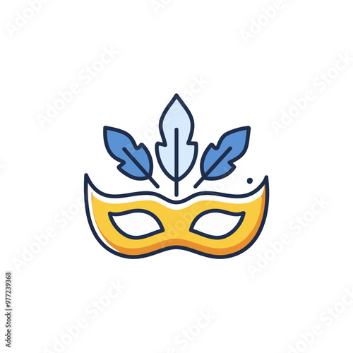 Venetian mask with feathers vector icon art design