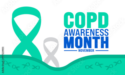 National COPD Awareness Month.Chronic Obstructive Disease Pulmonary.  Medical concept.suitable for placard, background,Greeting Card, Poster design template with text inscription, standard color